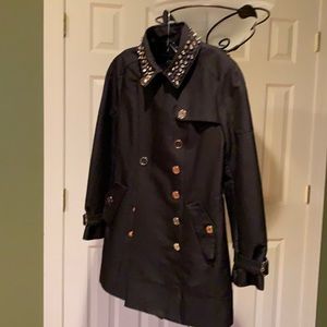 Sam Edelman black rain coat mid length.